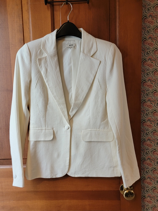 Jason Wu Jackets & Blazers - Jason Wu The Classics Embroidered Off-White Linen Blend Blazer Size Small